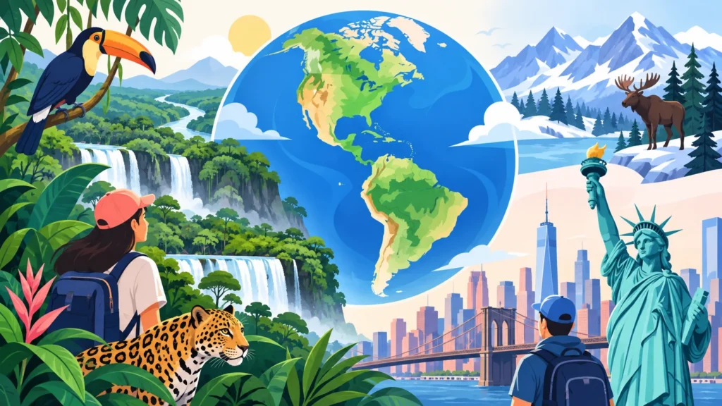 Ameryka – ilustracja do działu, geografia, klasa 8