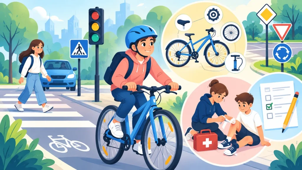 Bezpieczni na drodze i karta rowerowa – ilustracja do działu, zajęcia praktyczno-techniczne, klasa 4