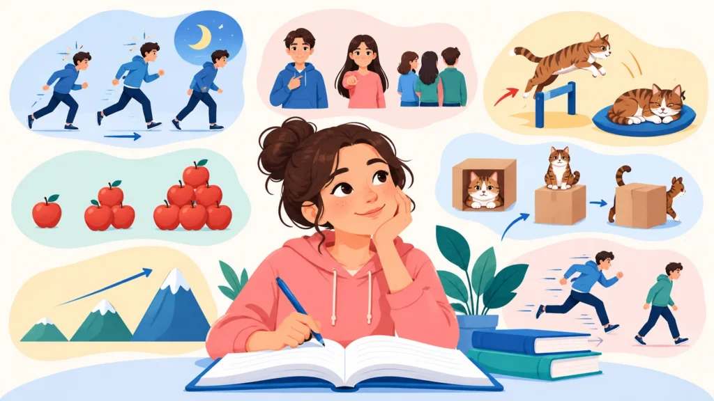 Części mowy – ilustracja do działu, język polski, klasa 5