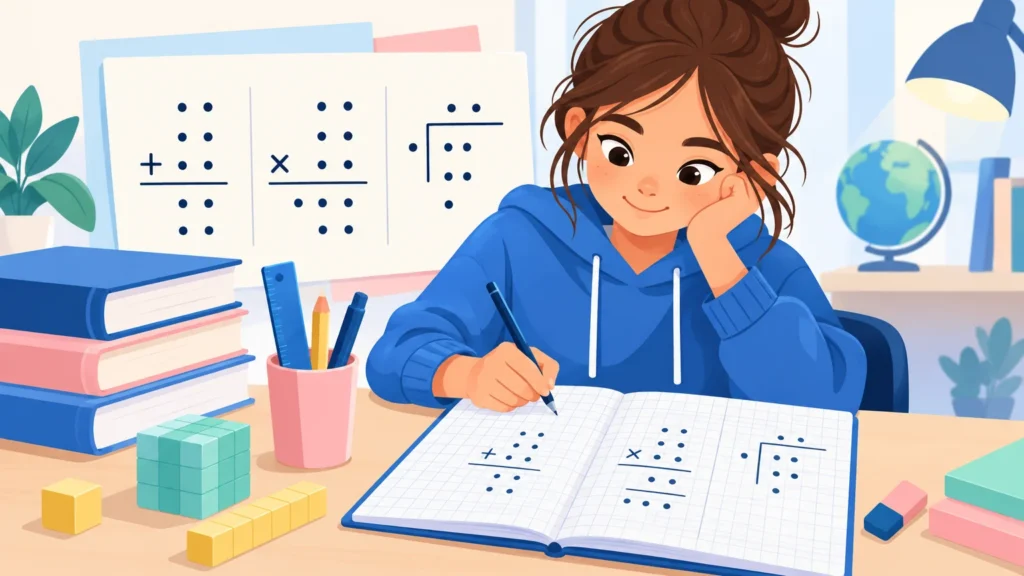 Działania pisemne – ilustracja do działu, matematyka, klasa 4
