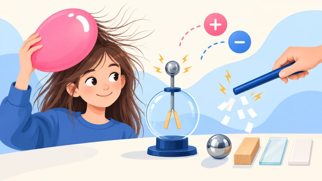 Elektrostatyka – ilustracja do działu, fizyka, klasa 8