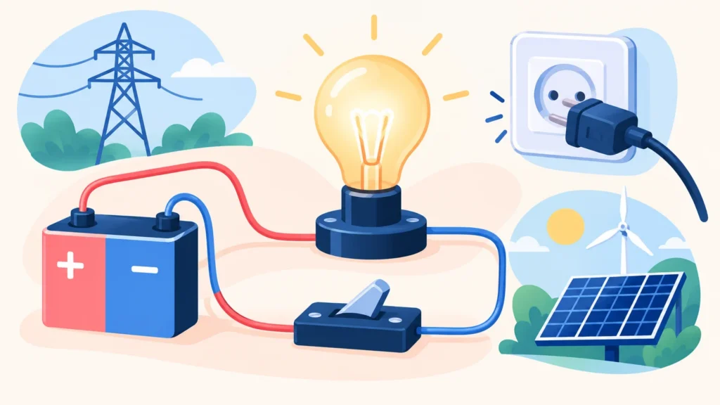 Elektrotechnika – ilustracja do działu, technika, klasa 6