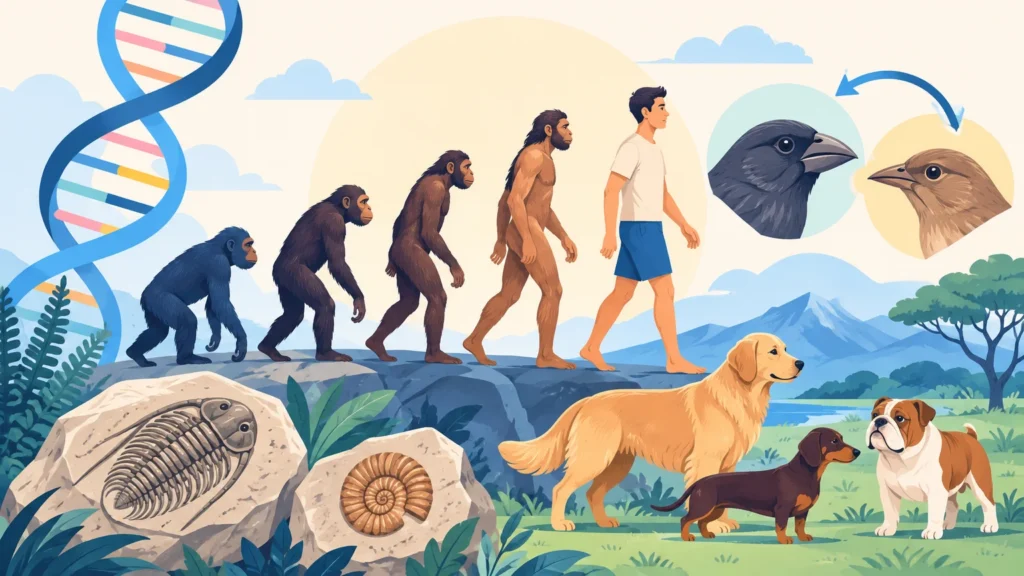 Ewolucja – ilustracja do działu, biologia, klasa 8