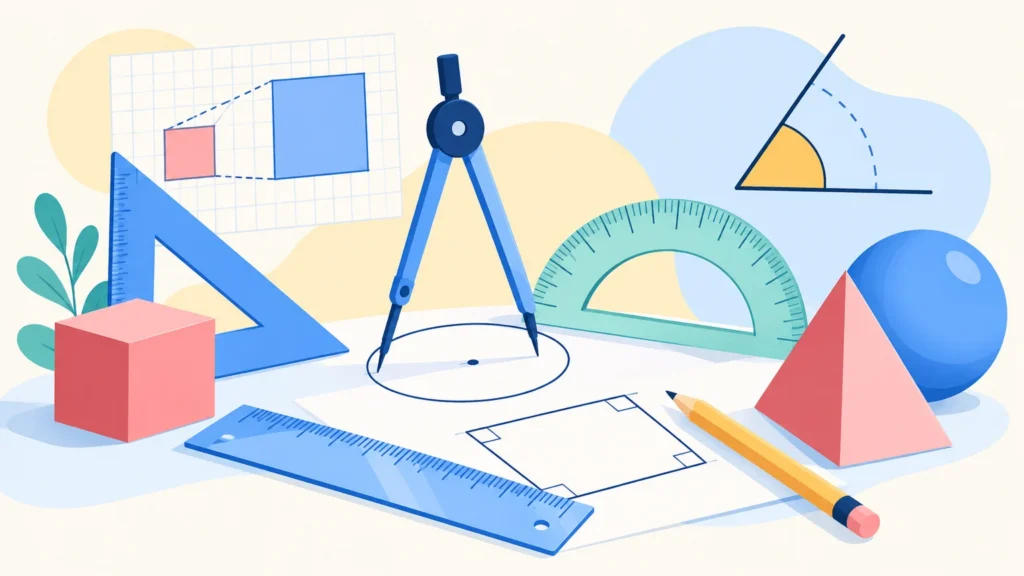 Figury geometryczne – ilustracja do działu, matematyka, klasa 4
