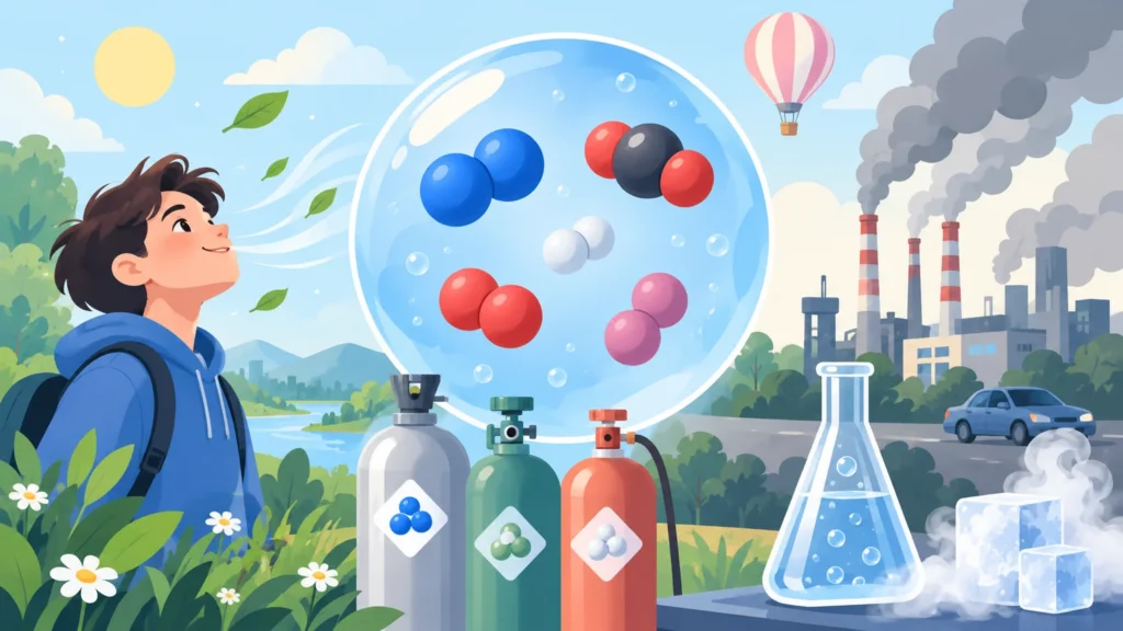 Gazy i ich mieszaniny – ilustracja do działu, chemia, klasa 7
