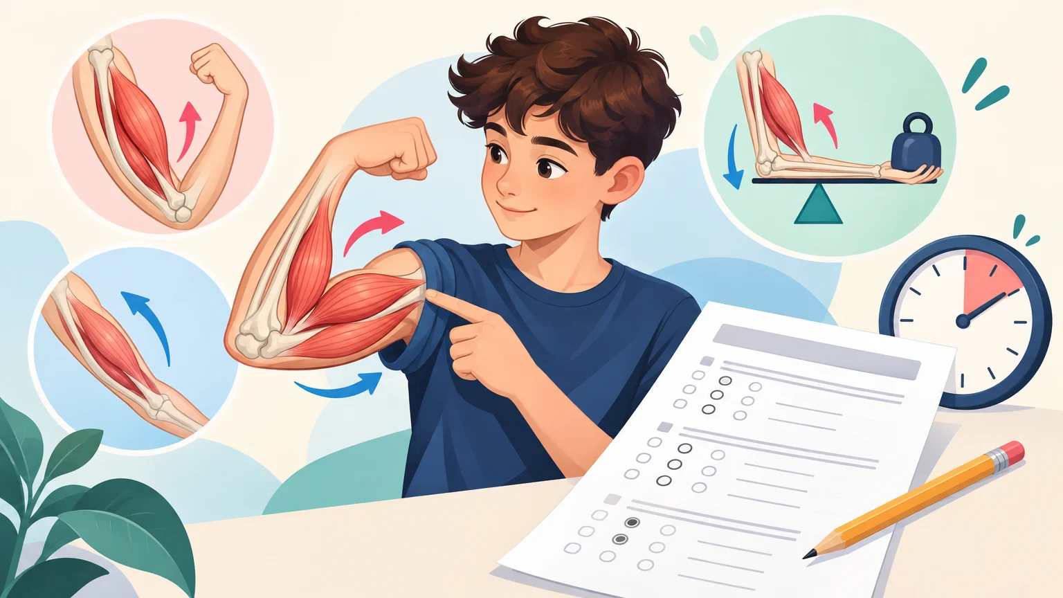 Test: Antagonistyczne działanie mięśni – biologia, klasa 7 (30 pytań, PDF)