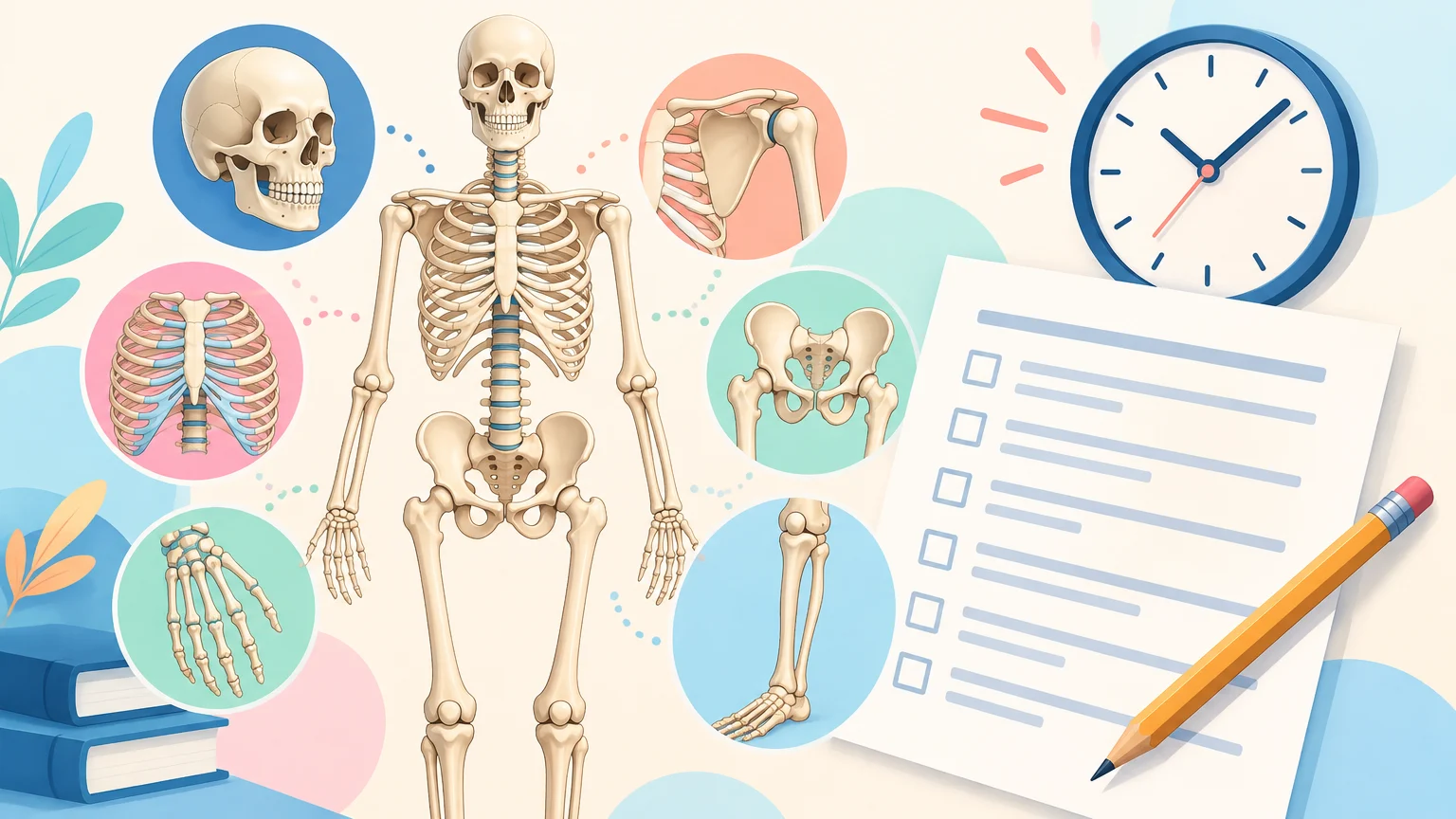 Test: Budowa szkieletu człowieka – biologia, klasa 7 (30 pytań, PDF)
