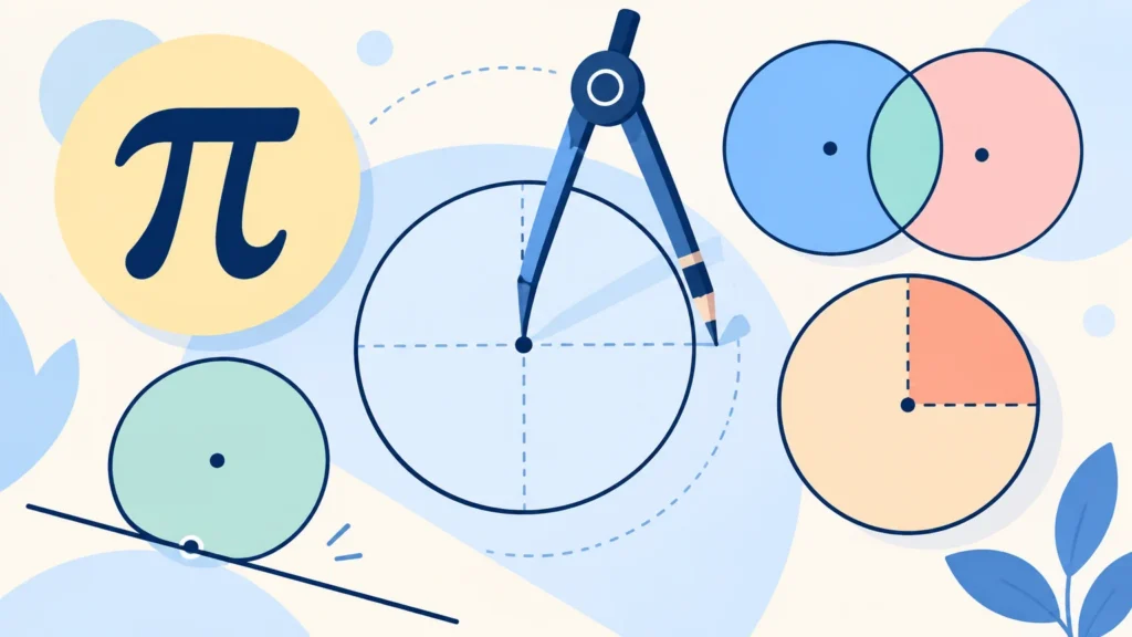 Koła i okręgi – ilustracja do działu, matematyka, klasa 8