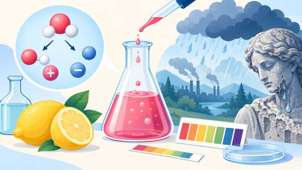 Kwasy – ilustracja do działu, chemia, klasa 8