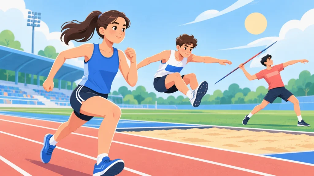 Lekkoatletyka – ilustracja do działu, wychowanie fizyczne, klasa 6