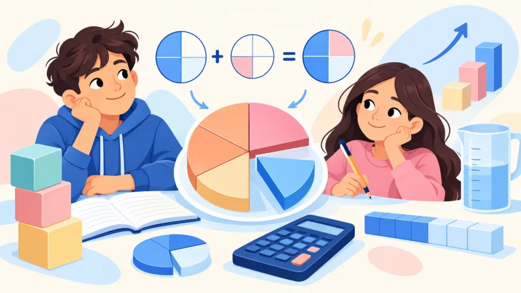 Liczby naturalne i ułamki – ilustracja do działu, matematyka, klasa 6