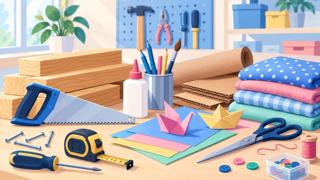 Materiały i narzędzia – ilustracja do działu, zajęcia praktyczno-techniczne, klasa 4