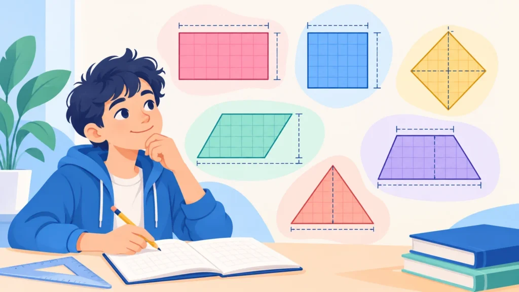 Pola figur – ilustracja do działu, matematyka, klasa 5