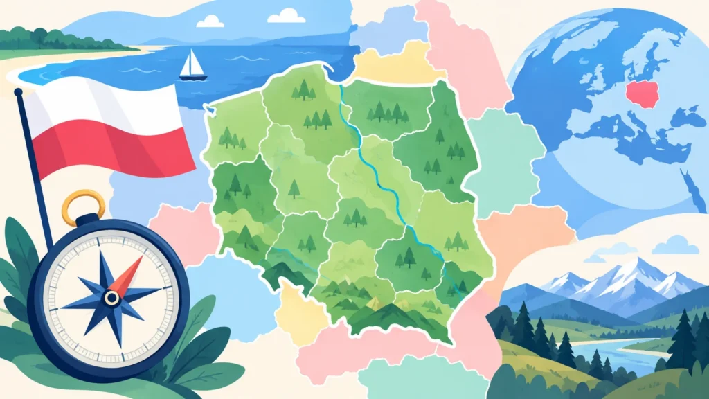 Położenie i terytorium Polski – ilustracja do działu, geografia, klasa 7