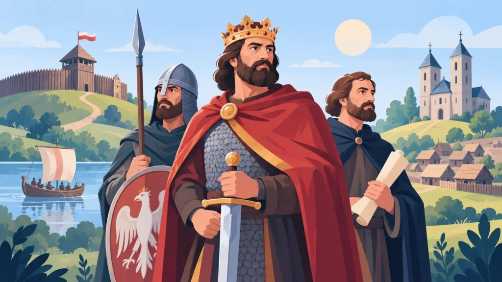 Polska pierwszych Piastów – ilustracja do działu, historia, klasa 5