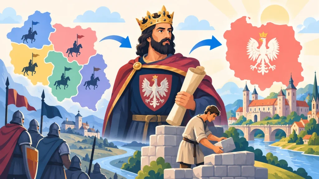 Polska rozbita na dzielnice i zjednoczona – ilustracja do działu, historia, klasa 5