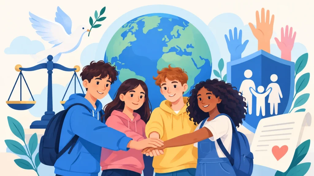 Prawa człowieka – ilustracja do działu, edukacja obywatelska, klasa 8