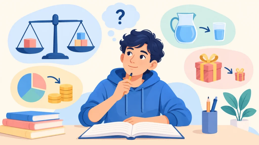 Równania – ilustracja do działu, matematyka, klasa 7