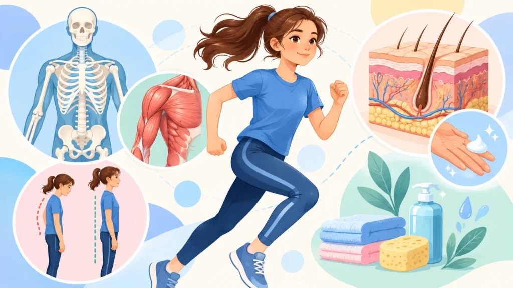 Skóra i układ ruchu – ilustracja do działu, biologia, klasa 7