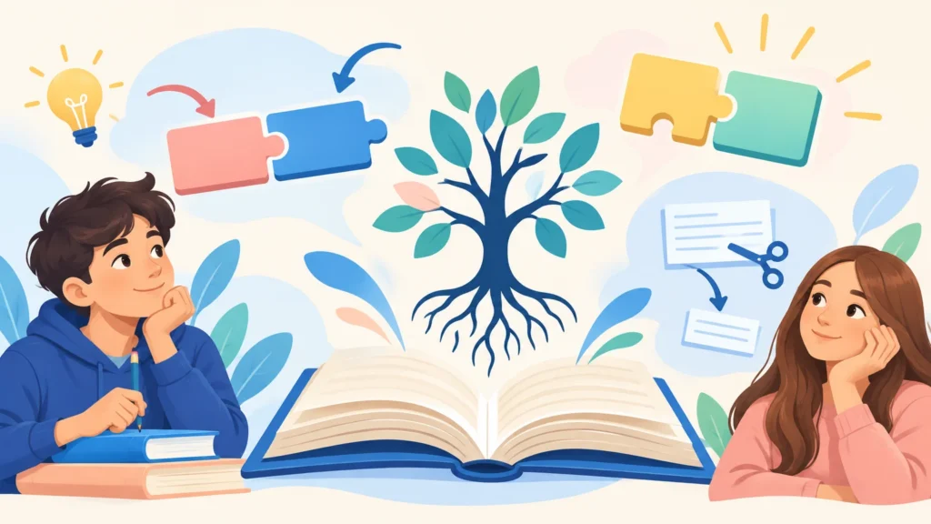Słowotwórstwo – ilustracja do działu, język polski, klasa 7