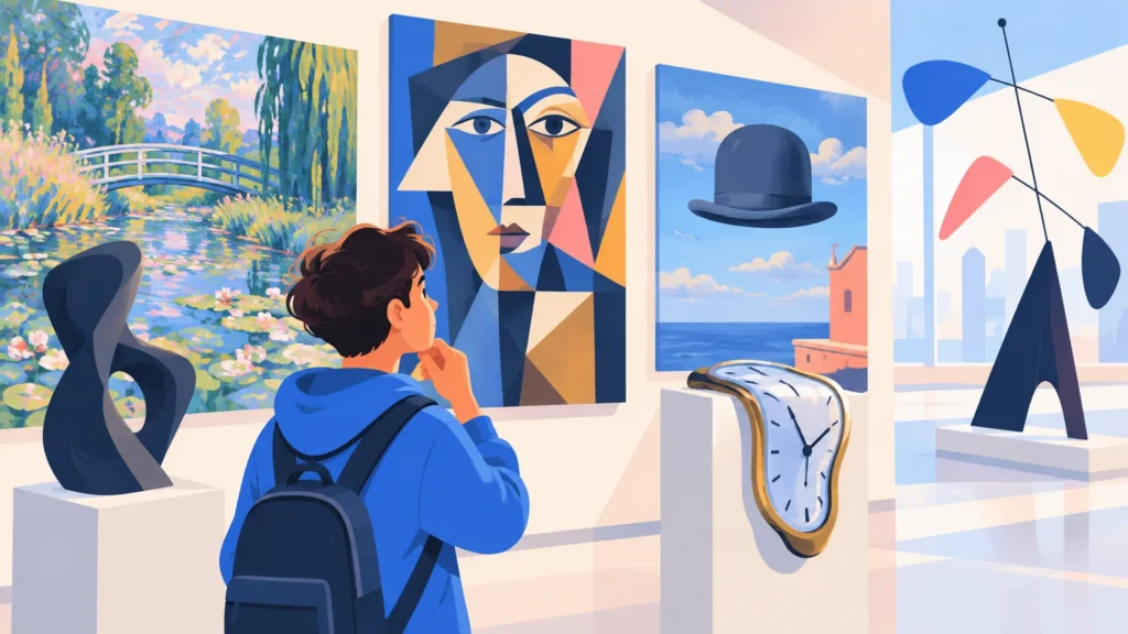 Sztuka nowoczesna – ilustracja do działu, plastyka, klasa 7