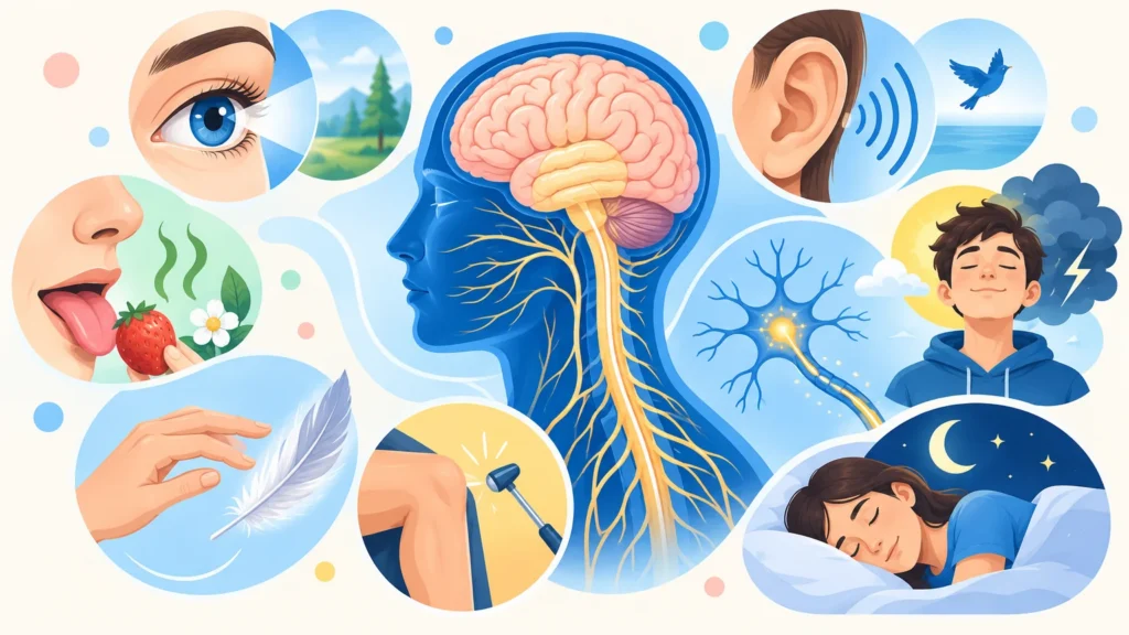Układ nerwowy i narządy zmysłów – ilustracja do działu, biologia, klasa 7