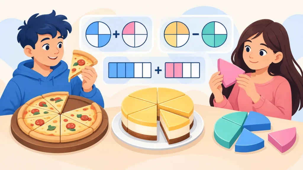 Ułamki zwykłe – ilustracja do działu, matematyka, klasa 5