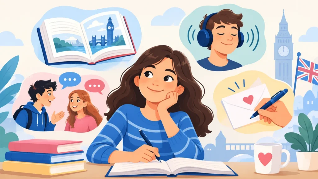 Umiejętności – ilustracja do działu, język angielski, klasa 5