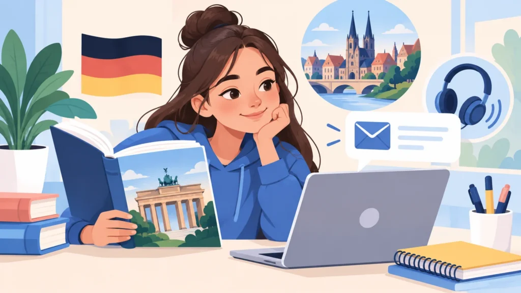 Umiejętności – ilustracja do działu, język niemiecki, klasa 8