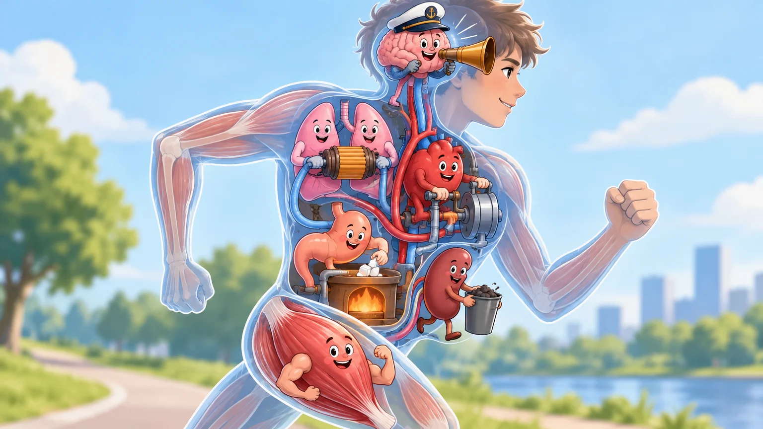 Współpraca układów narządów podczas wysiłku fizycznego: skąd mięśnie biorą energię (biologia, klasa 7)