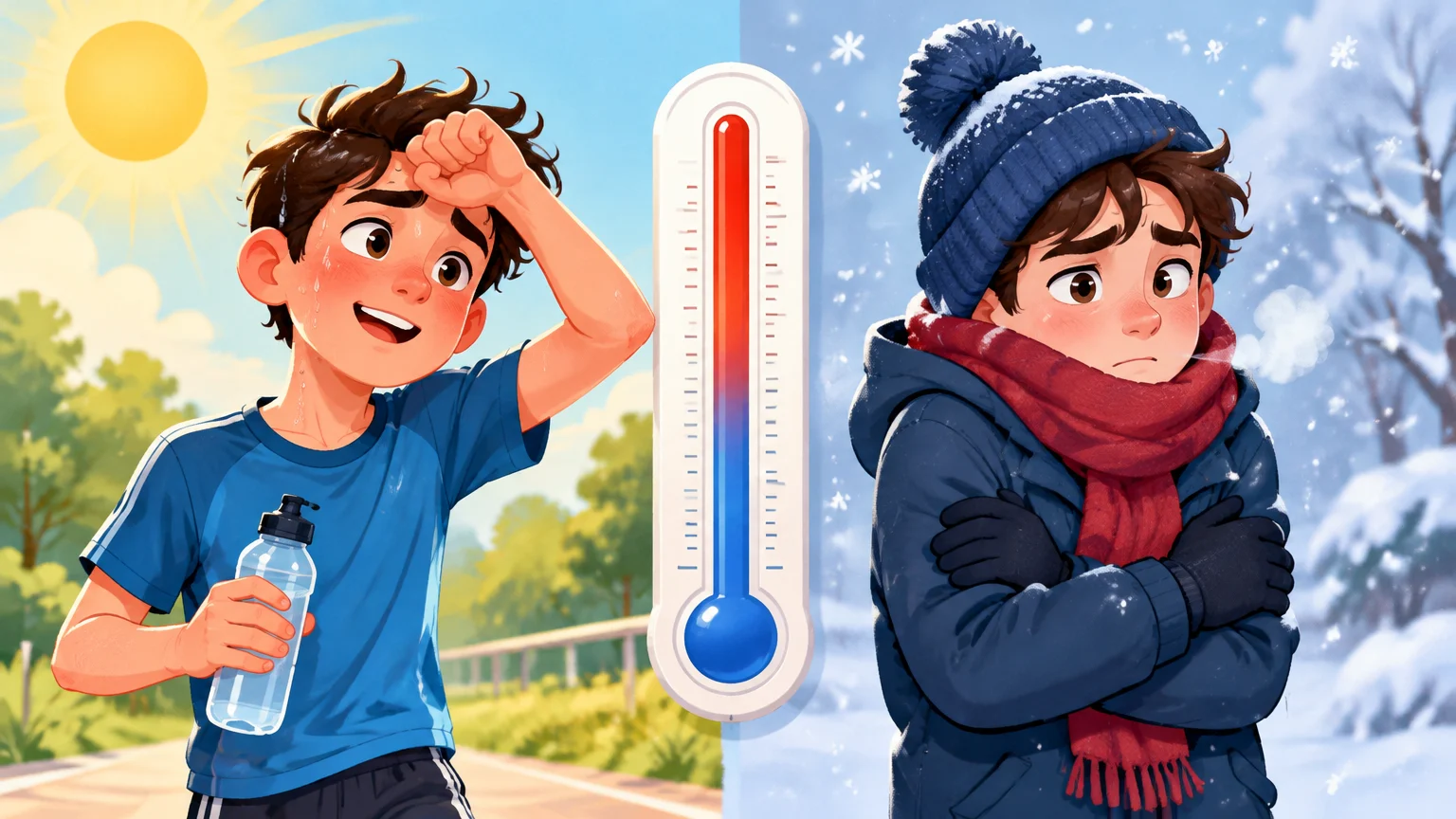 Termoregulacja: jak skóra reguluje temperaturę ciała – pot, naczynia, gęsia skórka (klasa 7)